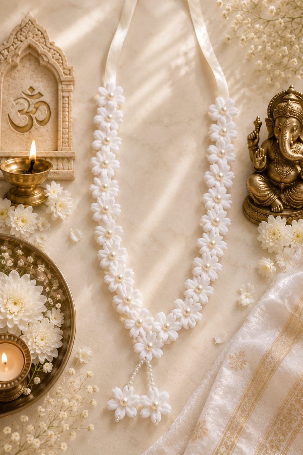21 Pushp Moti Mala - White
