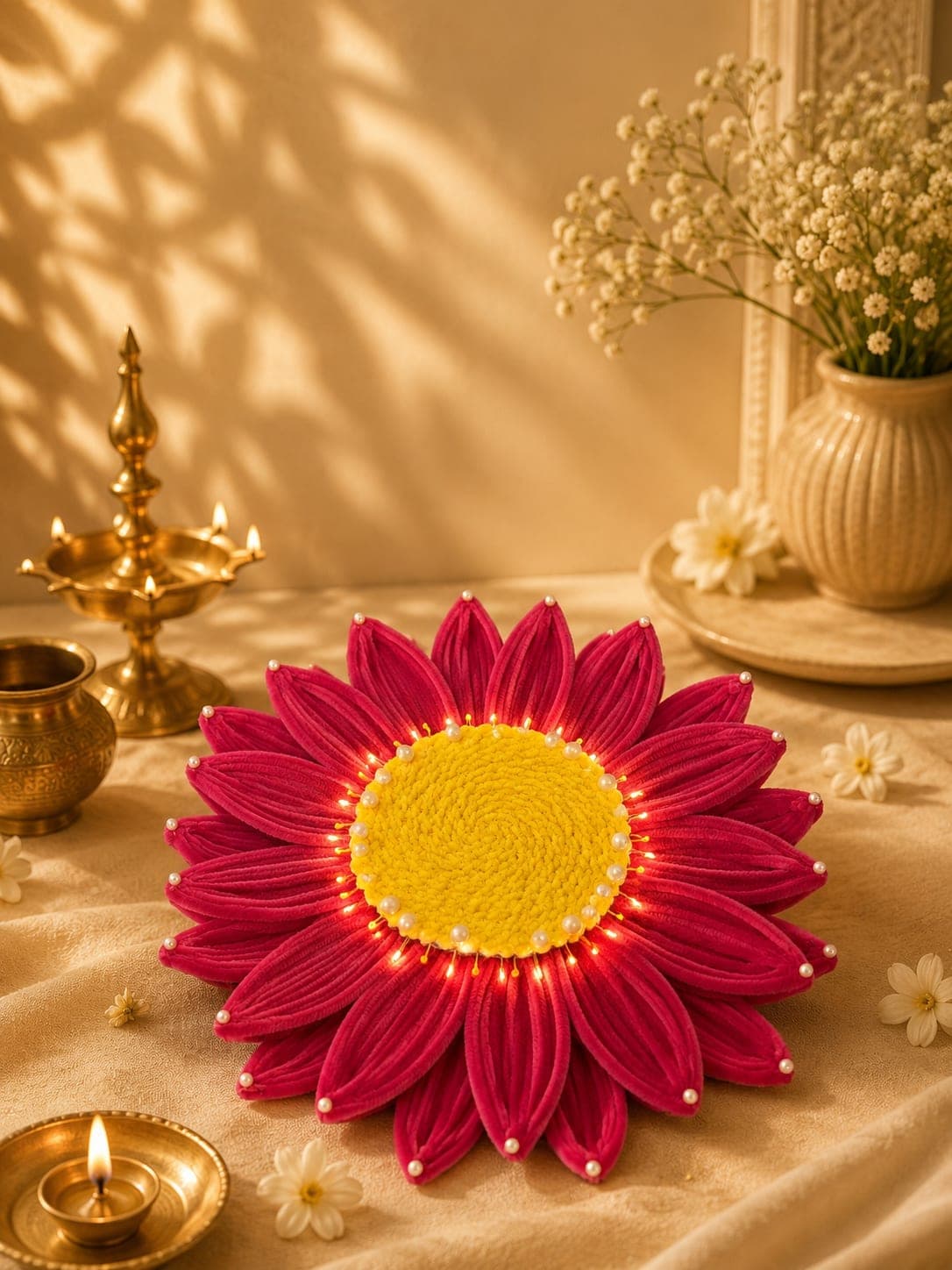 Pink LED Lotus Aasan for Ganpati & Laddu Gopal